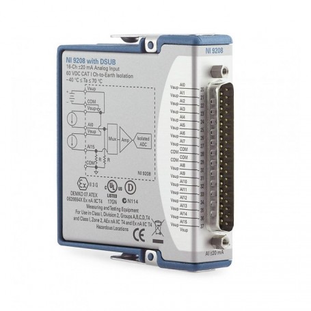 780968-02 : NI 9208 Module d'entrée de courant 24 bits, Sub-D, revêtement spécifique