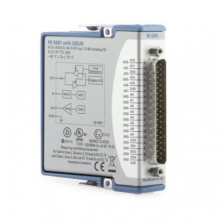 782580-01 : NI 9381 Module d'E/S de la Série C, 4 voies LVTTL, 0-5V, 8 voies d'entrée analogique, 8 voies de sortie analogique