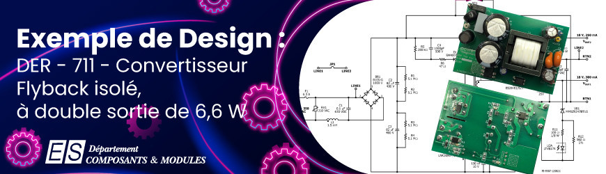 Exemple de Design : DER-711 - DER-711 - Convertisseur flyback isolé à double sortie de 6,6 W avec entrée à large plage