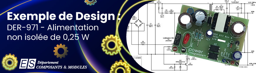 Exemple de Design : DER-971 - Alimentation non isolée de 0,25 W sans condensateurs électrolytiques utilisant le LinkSwitch-TNZ.